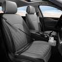 Sanwom Front Car Seat Covers - Leather Seat Covers with Storage Pocket and Two Belt Pads, Anti-Slip Waterproof Universal Seat Covers for Cars Fit Cars Trucks SUV(Grey,2 Pack)