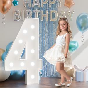 Marquee Numbers 4 Feet Tall: Large Light Up Numbers for Party 4th 14th 40th Cardboard Foam Board Stand Sign Backdrop Anniversary Party Decor 4