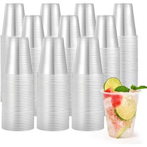 Turbo Bee 1000 Pack 12oz Plastic Cups,Disposable Clear Drinking Cups,Hot and Cold Drink Container for Water, Juice, Soda,Coffee