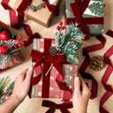 Chuangdi 3 Roll Velvet Ribbon Spool Wide Single Face Ribbons 150 Yards Vintage Velvet Ribbon for Gift Wrapping Crafts Christmas Decoration(1 Inch X 50 Yards,Burgundy)