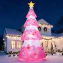 12 FT Pink Christmas Tree Inflatables Outdoor Decorations, Blow Up Candy-Themed Xmas Tree with Rotating Projection for Garden Lawn Holiday Decor