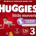 Huggies Size 3 Diapers, Little Movers Baby Diapers, Size 3 (16-28 lbs), 136 Count 