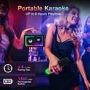 Mini Karaoke Machine for Kids Adults, Portable Bluetooth Speaker with 2 Wireless Microphones & Wireless Charger, Toys with Lights Gift for Kids