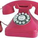 Retro Landline Home Phone,TelPal Corded Old Fashion Desk Phone, Basic Pink Decorative Analog Telephone Set, Senior Phone for Home/Office/Hotel (Rose)