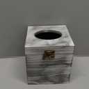 Distressed Farmhouse Square Solid Wood Tissue Box Cover with Slide-Out Bottom Panel Honey Brown Tissue Box Holder for Bathroom Living Room Dining Room Bedroom Toilet (Grey White)
