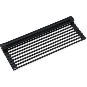 Kraus Multipurpose Workstation Sink Roll-Up Dish Drying Rack, Colander and Trivet in Black, KRM-11BL, 16.88" x 12" x .38"