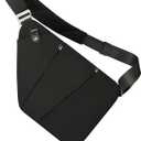 Anti Theft Crossbody Travel Bags Mens Sling Bag Over the Shoulder Bags for Women Gifts for Travelers (Right Shoulder-black)