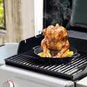 Onlyfire Universal Cast Iron Chicken Roaster, Pre-Seasoned Poultry Roaster Beer Can Turkey Holder with Roasting Pan for Most Grills and Oven
