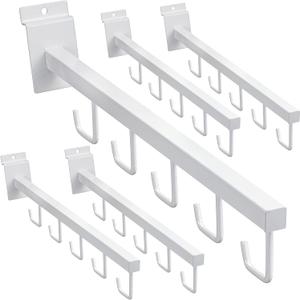 Tatuo 5 Pcs 16 Inch Waterfall Slatwall Hooks Slatwall Accessories Hooks and Hangers for Clothing Retail Garage Shop Display, Rectangular Tubing with 5 Hooks