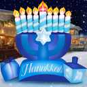 MICOCAH 8FT Tall Hanukkah Inflatables Outdoor Decorations, Inflatable Hanukkah Menorah with Candles and Dreidel Blow Up Yard Decoration Build-in LEDs for Holiday Party Indoor Lawn Garden Décor