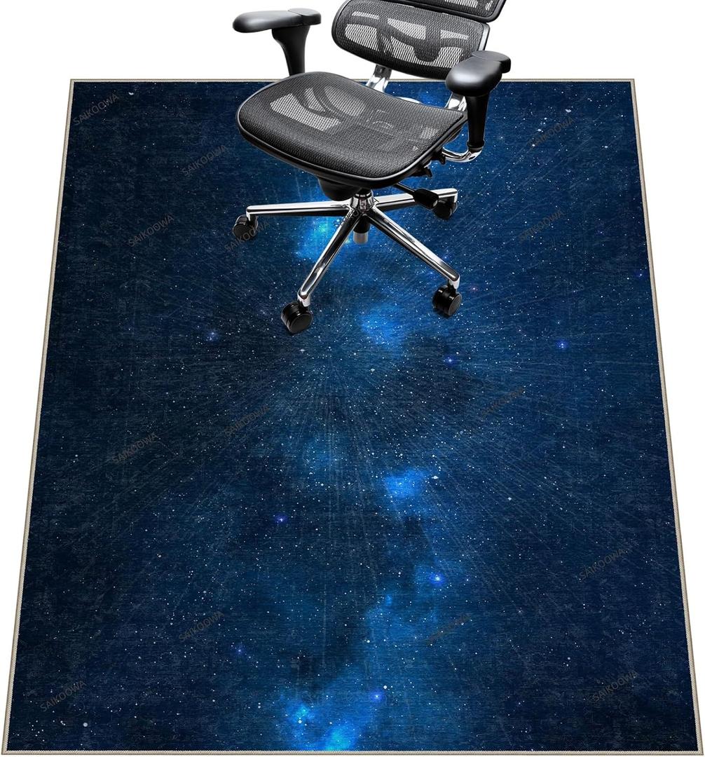 Chair Mat for Hardwood Floor,48"*60" Under Desk Mat for Rolling Computer Chair &Low Pile Carpet Floor,Anti-Slip Floor Protector for Home Office Blue Starry Sky