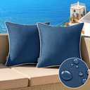 MIULEE Pack of 2 Outdoor Waterproof Pillow Covers Decorative Farmhouse Throw Pillow Covers Square Solid Color Couch Cushion Covers for Patio Tent Bed Sofa Living Room 16x16 Inch, Navy Blue