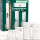 FEBU Compostable Food Storage Bags Variety Pack, 260 Count | Compostable & Biodegradable | PFAS & BPA Free, Non-Plastic | Drawer Organizer Box | 90 Snack, 90 Sandwich, 50 Quart, 30 Gallon