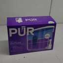 PUR PLUS 30-Cup Water Filter Dispenser in the "Color Classic Blue". It is a large-capacity water filtration system designed for household use.