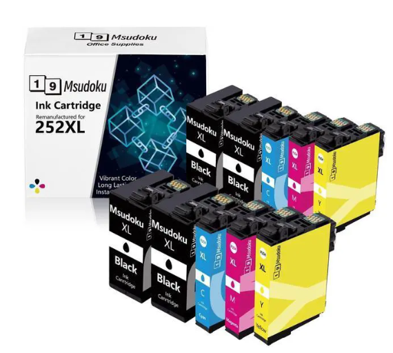 Msudoku Remanufactured Ink Cartridges Replacement for Epson 252XL Combo Pack (10 Pack) to Use with Workforce WF3640 WF3620 WF7720 WF7710 WF7210 WF7110 (4 Black, 2 Cyan, 2 Magenta, 2 Yellow)
