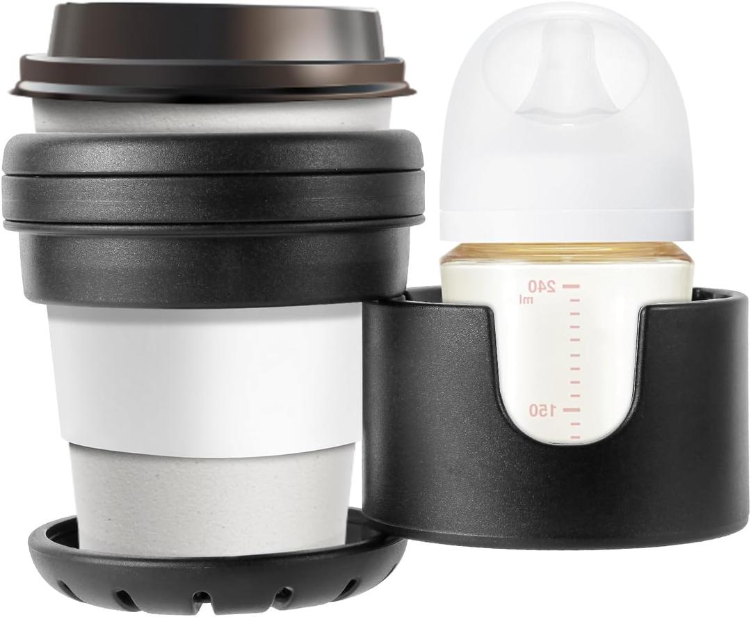 Cup Holders for UPPAbaby, Nuna, Doona, Bicicleta, Silla de ruedas, andador, Scooter Dual Drink Holder with 360 Rotation, ABS + Silicone, Holds Large & Small Cups