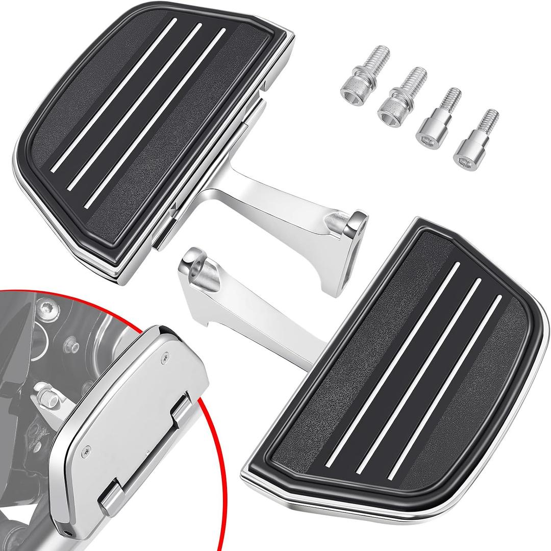 Benlari Passenger Floorboards Motorcycle Footboards Stainless Steel with Mount Kits Compatible with Harley Davidson Touring Road King Street Glide Road Glide Electra Glide 1993-2025 Streamline(Chrome)