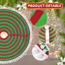 2 x Christmas Tree Skirt, Red and Green Annual Rings 24 Inch Tree Mat Skirt with Pom Pom Trim for Holiday Party Xmas Tree Decoration