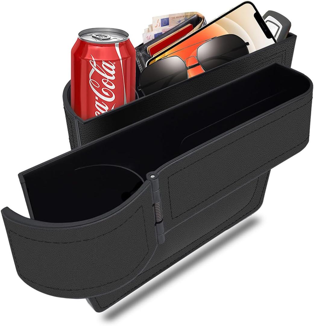 BAILISI Car seat gap filler organizer,multifunctional car seat organizer,Adjustable Cup Holder car console side storage box Holders phone, sunglasses,car accessories (Black style 3)