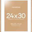 Homeforia 24x30 Picture Frame Wood, High End Natural Oak 24 x 30 Frame with Mat 18 by 24, 24x30 Light Wooden Poster Frames Matted to 18x24 Photo, 30by24 Large Frame, Tempered Glass, Wall Kit, Set of 1