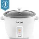 AROMA Rice Cooker, 8-Cup (Uncooked) / 16-Cup (Cooked), Pot-Style Rice Cooker and Soup Warmer with One-Touch Control, 4 Qt, White, ARC-368NG