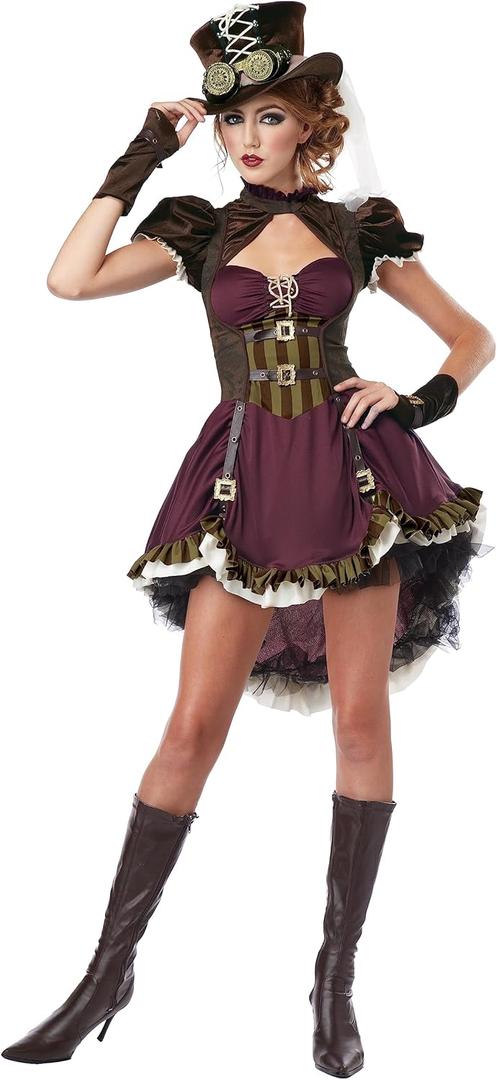 Adult Steampunk Lady Costume (XL, Brown)