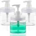 Pump Bottle Dispenser 3 Pack 550ml/18.6oz Lotion Dispenser Wide Mouth Plastic Refillable Lotion Pump Bottles Empty Bathroom Shower Containers for Hand Wash Shampoo Conditioner(Clear)