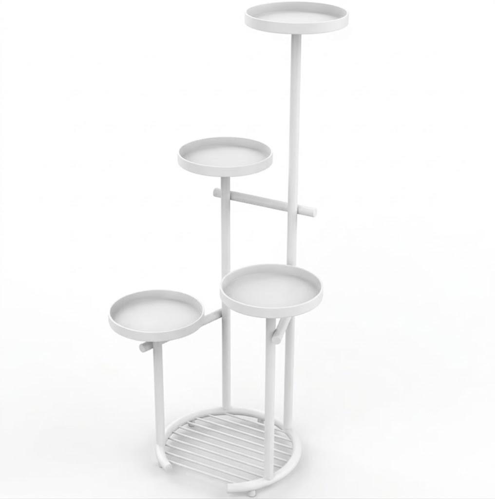 5-Tier Heavy Duty Corner Plant Rack Iron Plant Stand with Space-Saving Plant Shelf (38 in. H), White