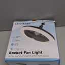 Socket Fan Light with Remote Control, 3 Colors 3000K-6500K Dimmable LED Light Bulb Fan Screw in Ceiling Fan for Bedroom, Kitchen, Storage Room, Closet, Wireless Small Ceiling Fans with Lights - White