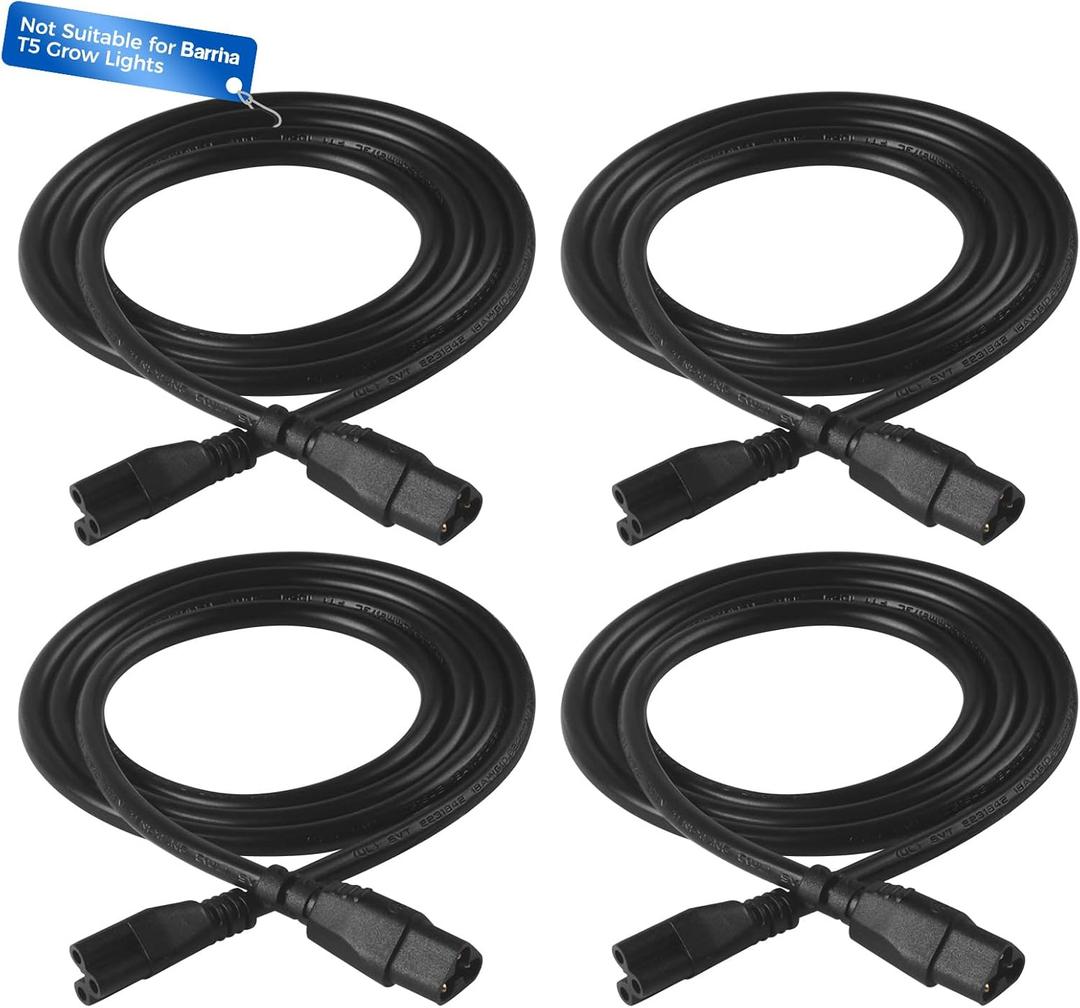 Barrina GM48, Not Suitable for Barrina T5 Grow Lights, Only for Barrina's Products with GM Series Cords, Male and Female Extension Cable, 4FT, Certified, 4 Packs, Black
