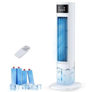 Evaporative Air Cooler, [9.5L large Water Tank]3-in-1 Portable Air Conditioners for Room, 3 Speeds, Fast Cooling Portable AC Unit w/7H Timer/Remote, Quiet Swamp Cooler for Bedroom Office