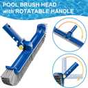 POOLAZA Pool Brush with Rotatable Handle,17.5" Pool Brush Head for Inground Pools, Above-Ground & Vinyl Pools, Heavy-Duty Pool Brushes for Cleaning Pool Walls