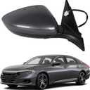 Dasbecan Right Passenger Side Mirror Assembly Compatible with Honda Accord LX Sport 1.5T 2018-2025 Power | Non-Heated | Gray Repalces# HO1321328 76208-TVA-A02, Modern Steel Metallic-3Pins