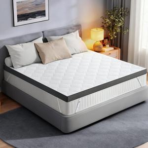 Glendan Extra Firm Mattress Topper: Queen Size 3 Inch, High Density Bed Topper, Extra Support for Pain Relief, Breathable Washable Cover with Anti-Slip Straps, CertiPUR-US Oeko-Tex Certified 80x60