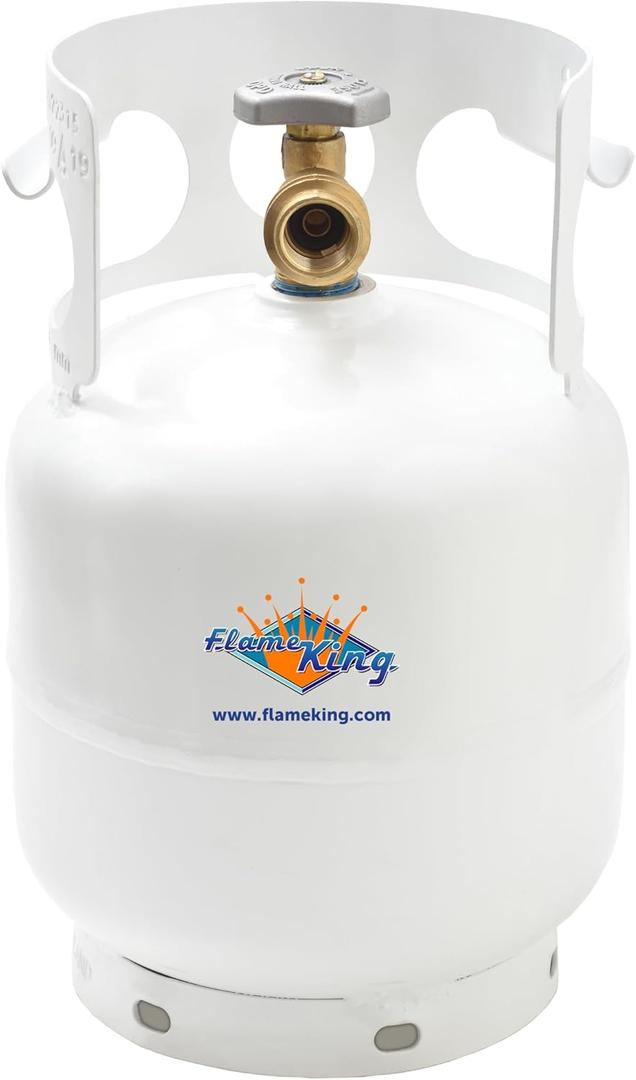 FLAME KING YSN5LB 5 Pound Propane Tank Cylinder, Great For Portable Grills, Fire Pits, Heaters And Overlanding, White