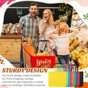 Paterr 100 Pcs Reusable Grocery Bags Bulk Shopping Tote with Handle Non Woven Portable Foldable Tote Bag Gift with Button
