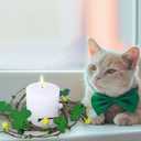 Winlyn 4 Pcs St. Patrick's Candle Ring Lucky Shamrock Candle Wreath Rings Green Clover and Berry Wreaths 9.5" for Spring Irish St. Patrick's Day Wedding Kitchen Cabinet Wall Window Front Door Decor