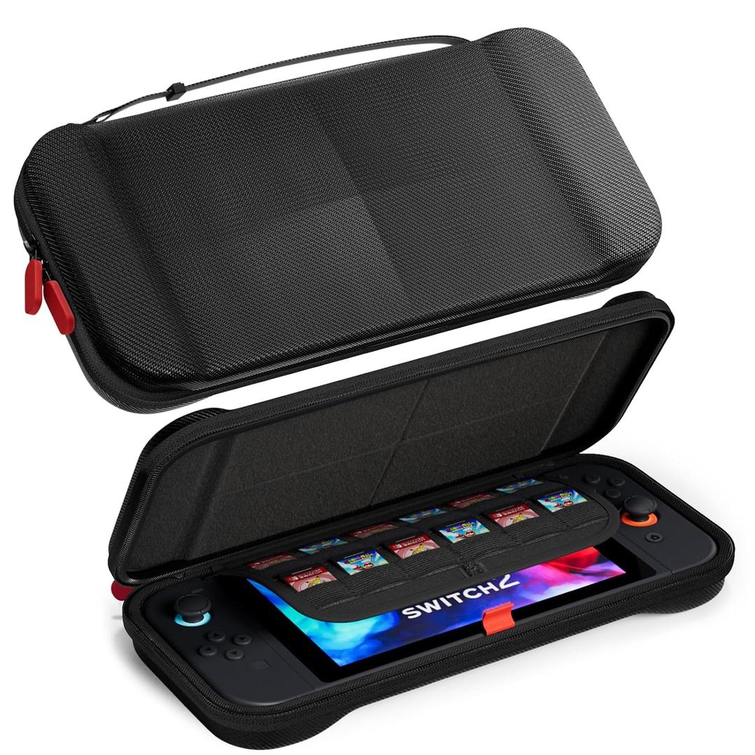 ProCase Slim Carrying Case for Nintendo Switch 2 2025, Travel Case Hard-Shell with 12 Game Card Slots, Switch 2 Protector Accessories -Black