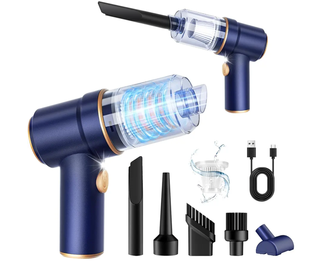 KMM Handheld Car Vacuum Cleaner, 9000Pa Vacuum Cleaner and Air Duster, 120W High Power Hand Held Vacuum with LED Light and Multi-Nozzles for Car, Home, Office, Pet