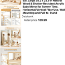 Montessori Mirror with Pull Up Bar, Large 38.2 x 23.6 in Natural Wood & Shatter-Resistant Acrylic Baby Mirror for Tummy Time, Horizontal/Vertical Floor Use, Wall Mounting and Pull-to-Stand
