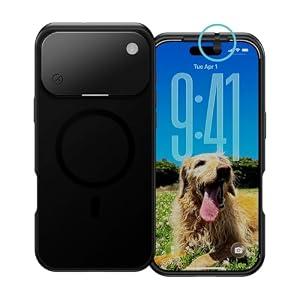 iPhone 17 Pro Privacy Case | Front and Rear Camera Covers | MagSafe iPhone Case with Lens Protection | Camera Blocker for Privacy and Safety | Slim Shockproof Phone Cover 6,3-inch Black