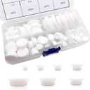 80PCS Silicone Hole Plugs Kit - 7 Sizes (1/4" 5/16" 3/8" 1/2" 5/8" 3/4" 1") - Snap Locking Round Hole Plugs Grommets for Automotive Hole Caps Drain Plugs Bottle Stoppers, Furniture etc. (White)