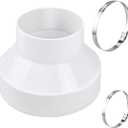 Enenes Duct Reducer, PVC Duct Adapter, 6 to 4 Inch PVC Reducer Duct Increaser for Grow Tent HVAC Ventilation System With 2PCS Hose Clamps (6 Inch to 4 Inch)