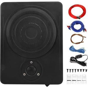 Yaeccc 8" 600w Audio Slim Under-Seat Powered Subwoofer, Car/ Truck Sub Bass Speaker Kit, Ultra Slim Under Seat Active Powered Car/ Truck Subwoofer