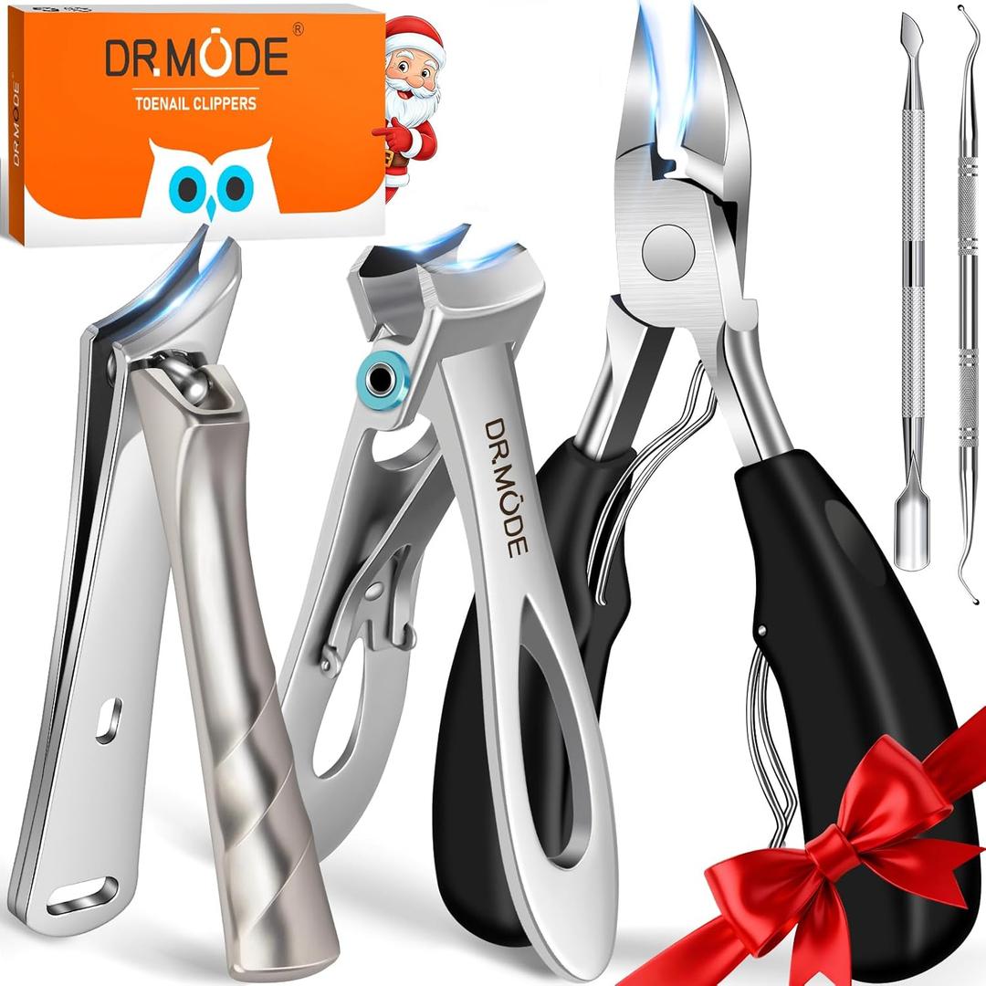 DRMODE Toenail Clippers for Seniors Thick Toenails, Large Toe Nail Clippers for Men Thick Nails with Wide Opening, Sharp Heavy Duty Ingrown Toenail Clippers Nail Cutter Long Handle with Slanted Blade