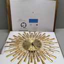 FLEBLE Large Wall Clocks for Living Room Decor Modern Gold Silent Wall Clock Battery Operated Non-Ticking for Bedroom Kitchen Office Home Decorative 24Inch Retro Crystal Clock Wall Decor for House