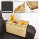 Bamboo Foldable Sofa Armrest Tray - Anti-Dropping Couch Arm Table for Phone, Cups, Snacks, Drinks - Flexible and Foldable - Gift for Housewarming, Birthday