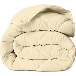All Season Down Alternative 600 GSM Quilted Comforter - Microfiber Duvet Insert with Corner Tabs - Machine Washable Bed Comforter- King Or Cal-King 106 by 90 inch, Ivory Color