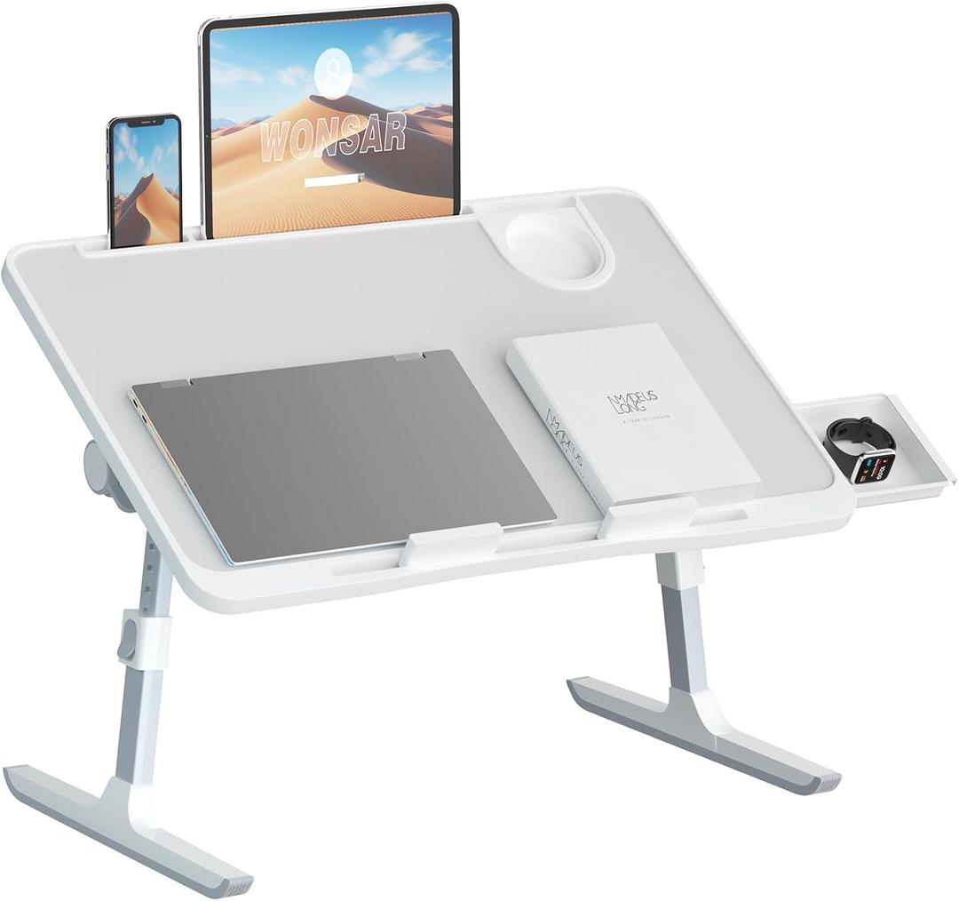 Lap Desk for Bed - Adjustable Height & Angle, Foldable & Portable, Wood & Metal, Perfect for Work, Study, Gaming
