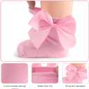 SAOROPEB 4-Pair Baby Girls Socks, Non-Slip Grips for Babies Toddler, Ankle Socks for Girls (0-12 Months, Bow)